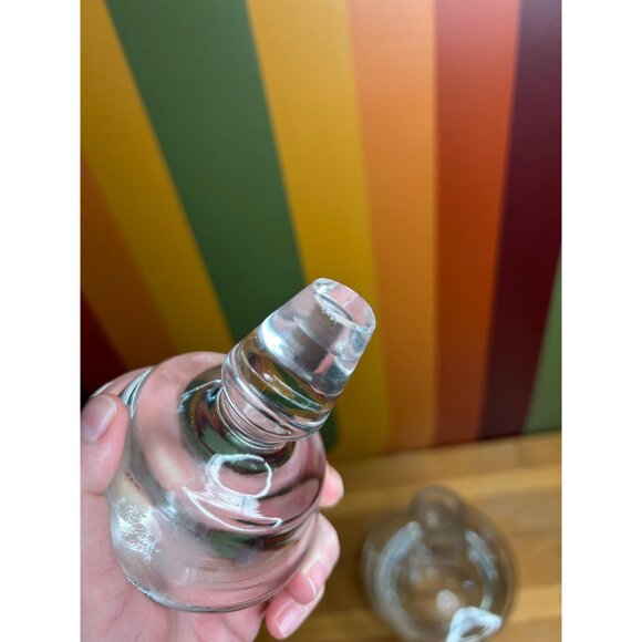 heavy clear glass decanter whisky alcohol bar cart MCM - tiny chips - Picture 6 of 8